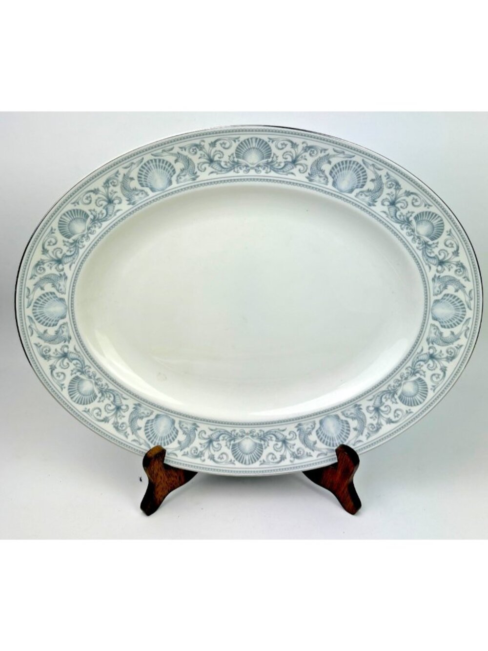 Wedgwood Dolphins Bone China Large Oval Platter 13.75" Serving Dish England
